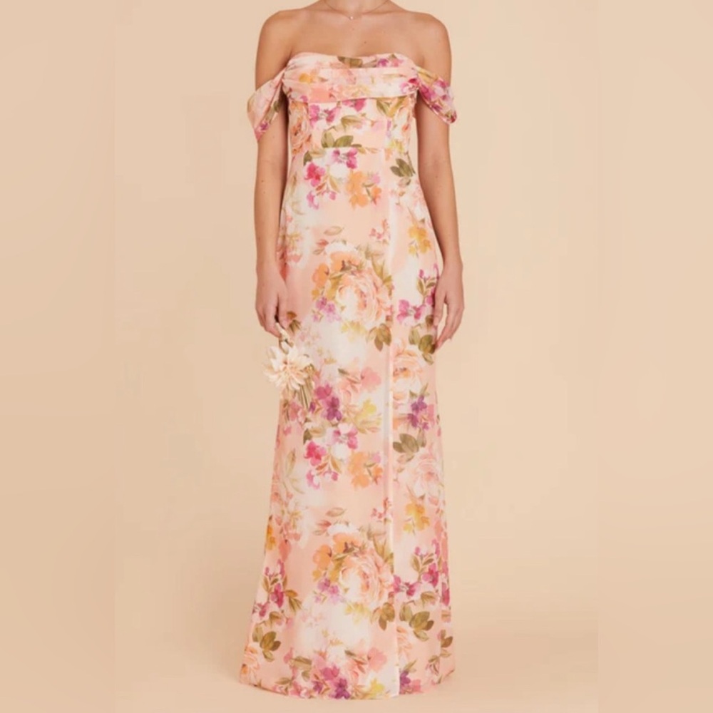 Birdy Grey Strapless Floral Gown in Blush and Pink